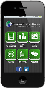 FEB Chartered Accountants TaxApp on an iPhone